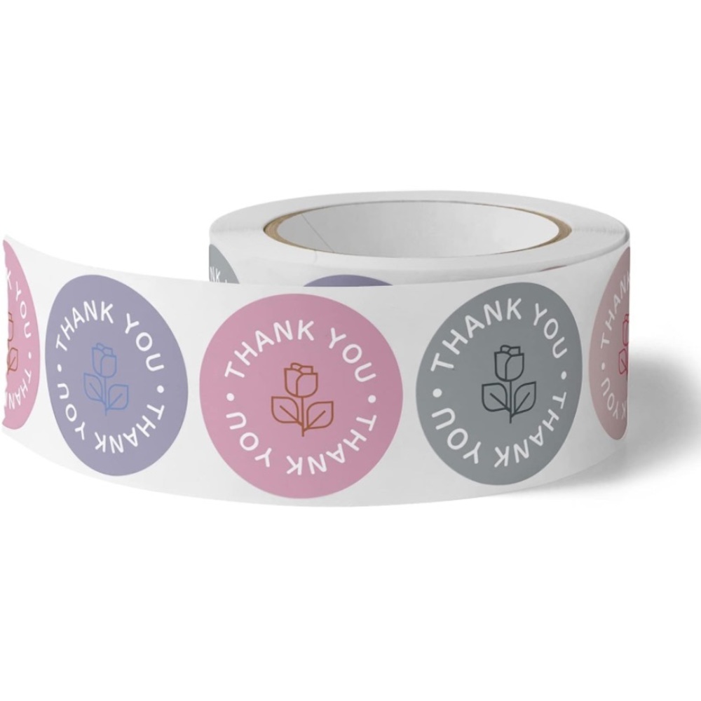 Roll of 500 pcs round self-adhesive Round Multicolor Thank You Stickers. - Picture 2 of 5